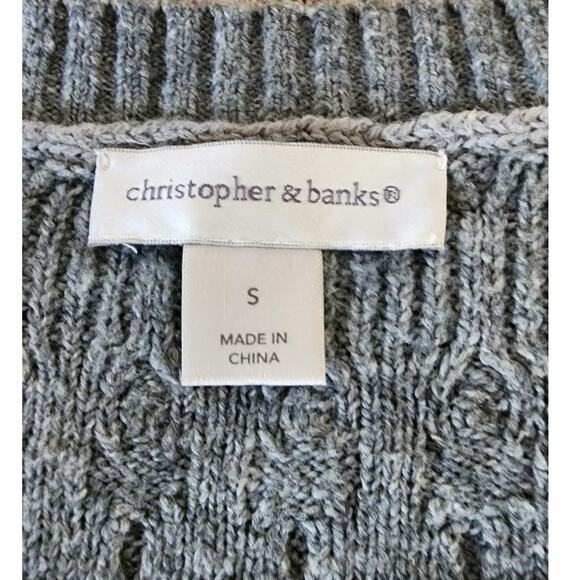 CJ Banks VTG Gray Chunky Knit Crewneck Long Sleeve Sweater Pattern Design W Smal - Picture 7 of 10